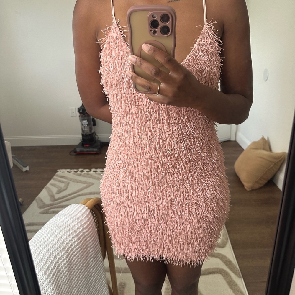 Fashion Nova Pink Textured Mini Dress